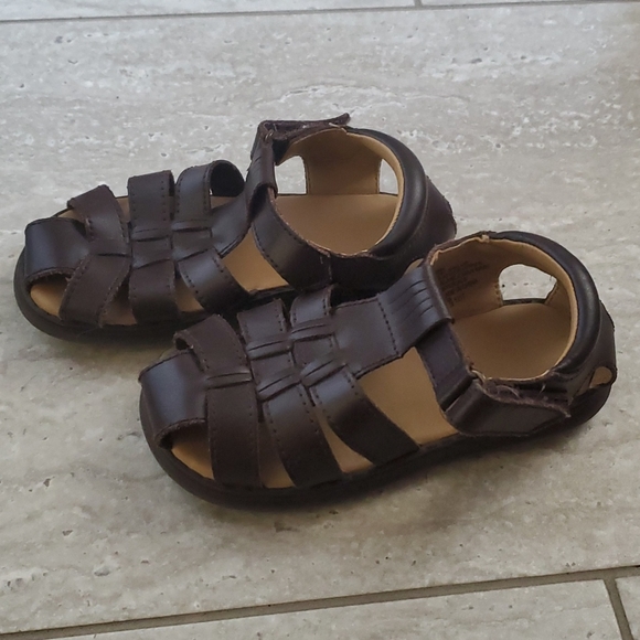 Toddler Brown Leather Velcro Sandals - Picture 2 of 4
